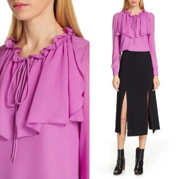 SEE BY CHLOE Purple Striking Georgette Top NWT! - Picture 3 of 16